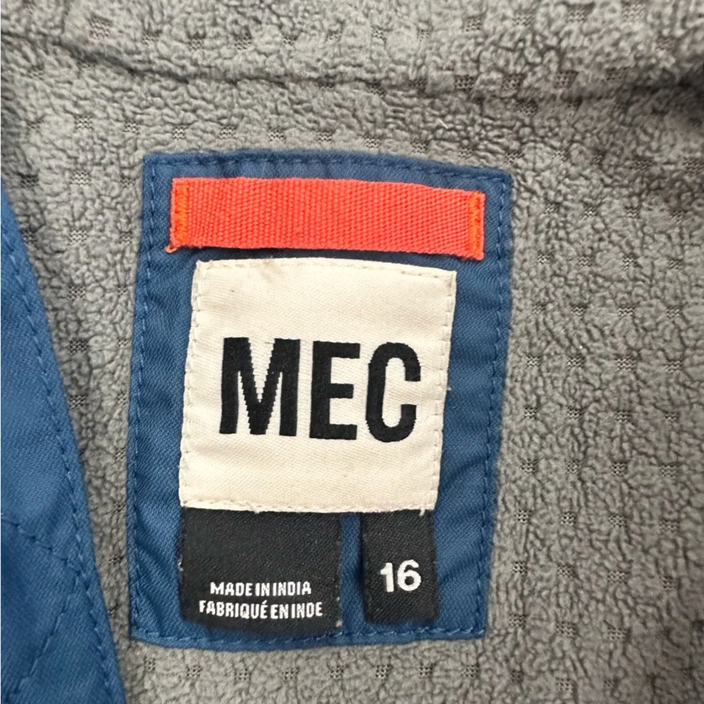 MEC Alto‎ Jacket Boys Size 16 Fleece Lined Hooded Orange Blue